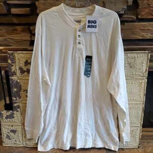 NWT Big Men's White Henley Shirt 2XL
